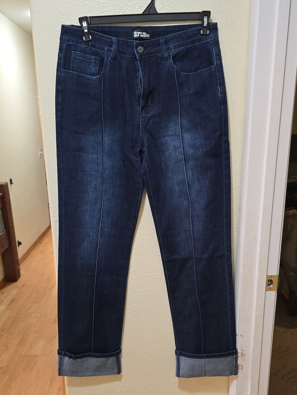 2 FLY Brand Women's Dark Blue Cuffed Jeans